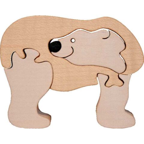 Fauna Dřevěné vkládací puzzle z masivu lední medvěd